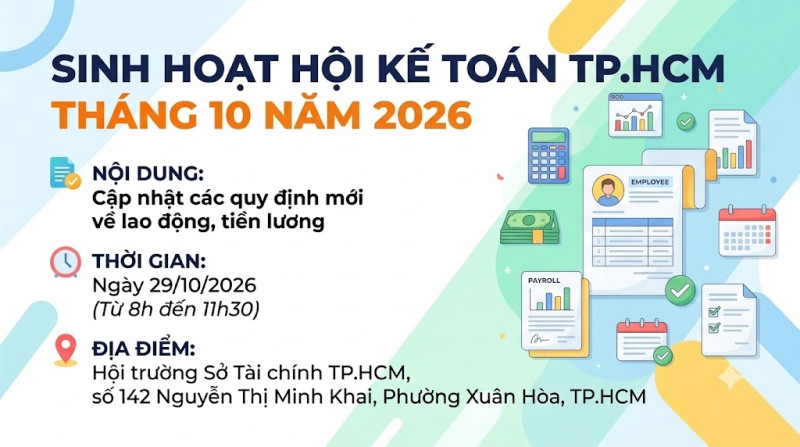 Thông báo sinh hoạt Hội Kế toán TP.HCM tháng 10 năm 2026